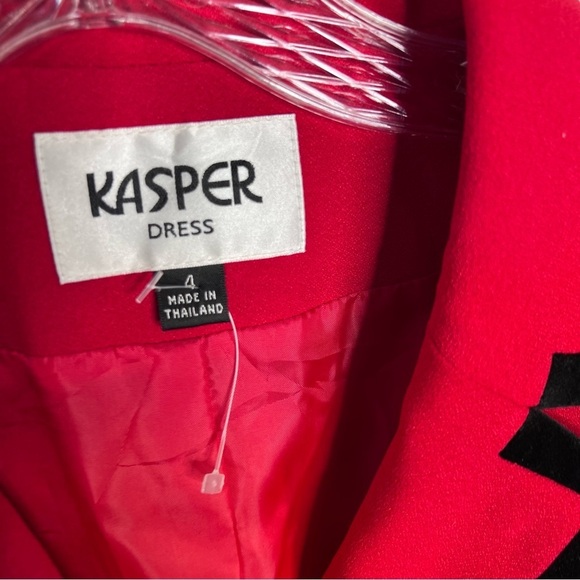 Kasper Blazer Dress Women 4 Red Jacket Suit Crepe Velvet Sheath old money C4 - Picture 3 of 11